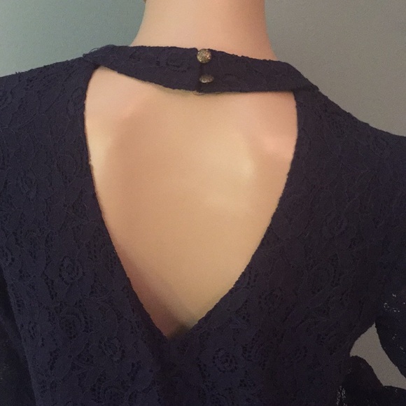 Navy long sleeve lace dress - Picture 5 of 6